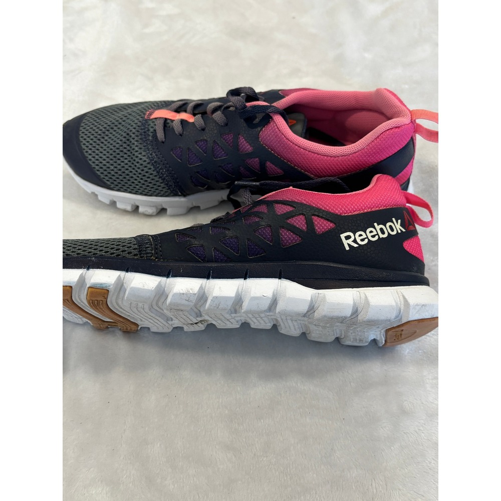 Reebok Sublite Duo Womens Running Shoes Grey Black Pink Low Top Sneakers